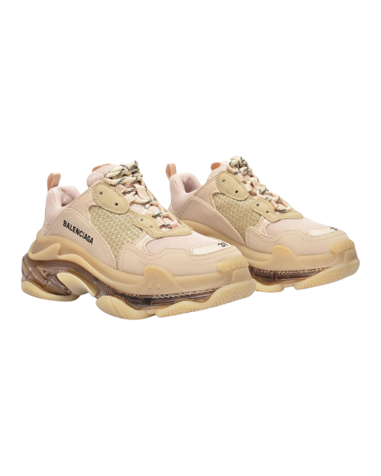 Balenciaga Sneakers Triple S Clear Sole – Nude Fabric / Piele