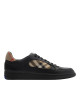 Burberry Terrace  Pantofi sport negri din piele, cu detalii în carouri