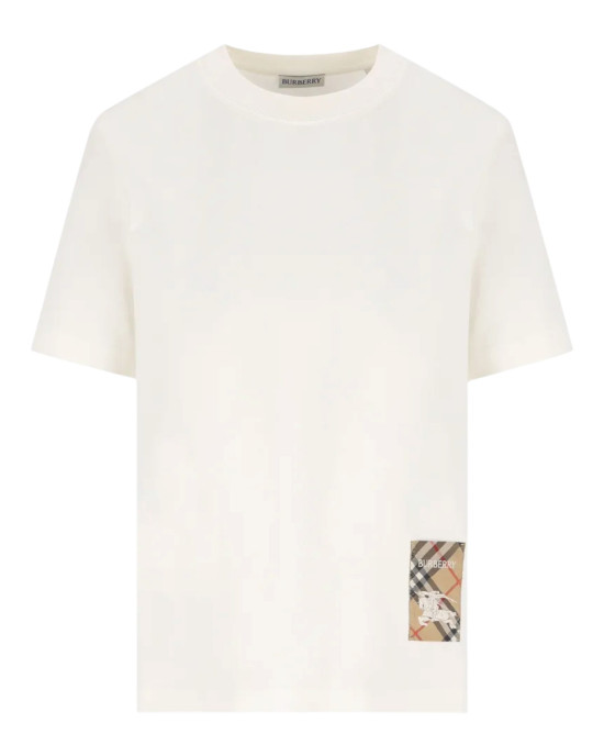  Burberry – Tricou cu decolteu rotund și aplicație în carouri *