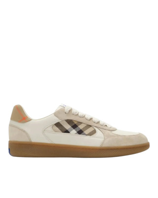 Burberry Terrace  Pantofi sport bej și gri din piele și piele întoarsă