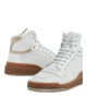 Saint Laurent – Sneakers înalți albi cu detalii bej și talpă maro
