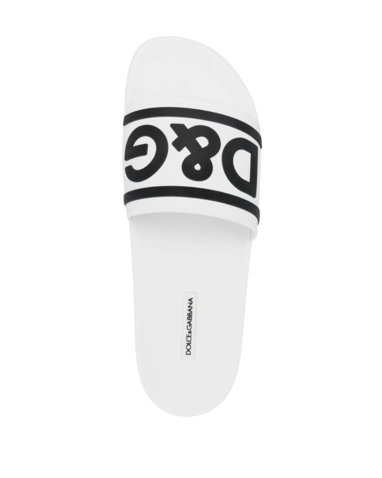 Dolce & Gabbana Papuci albi cu logo D&G