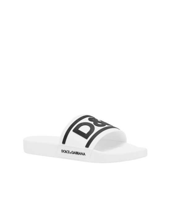 Dolce & Gabbana Papuci albi cu logo D&G