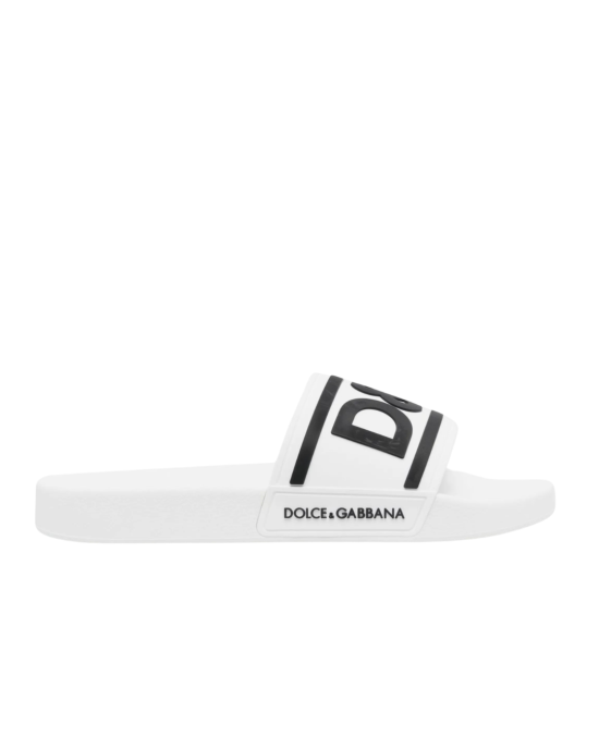 Dolce & Gabbana Papuci albi cu logo D&G