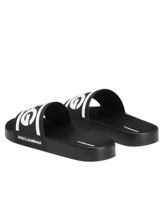 Dolce & Gabbana Papuci negri cu logo D&G