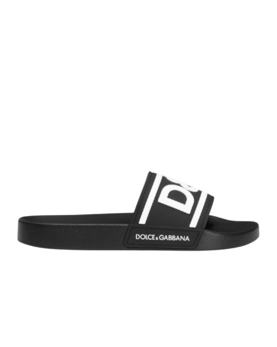 Dolce & Gabbana Papuci negri cu logo D&G