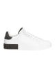 Dolce & Gabbana Sneakers din piele cu detalii negre – Alb