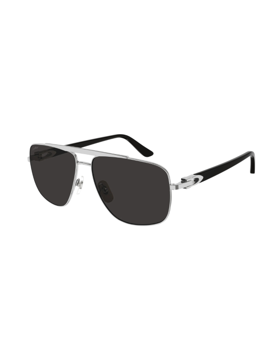 Cartier ochelari de soare aviator argintii cu lentile negre