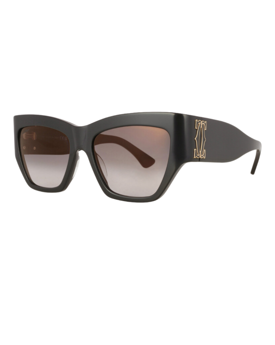 Cartier Ochelari de Soare Cat-Eye Negri din Acetat cu Lentile Gri