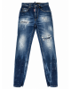 Dsquared2 – Blugi High Waist Twiggy cu rupturi și stropi de culoare