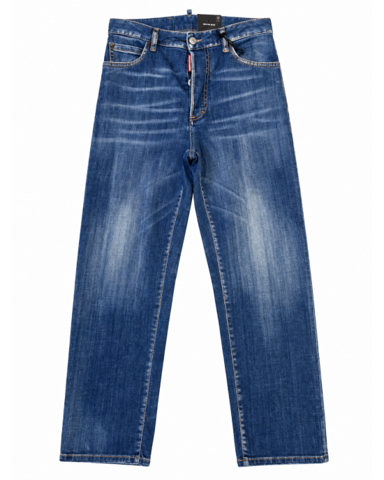 Dsquared2 – Blugi albaștri Boston cu efect prespălat