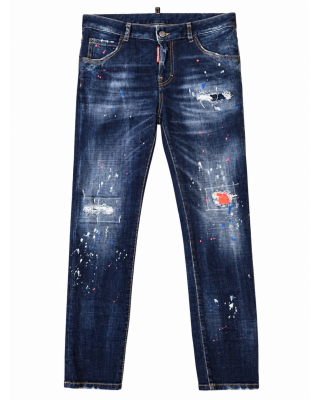 Dsquared2 – Blugi Cool Girl cu rupturi și stropi multicolori
