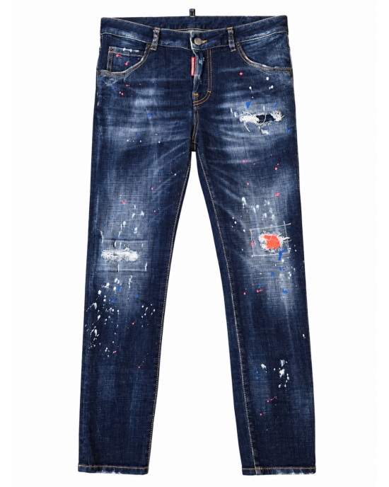Dsquared2 – Blugi Cool Girl cu rupturi și stropi multicolori