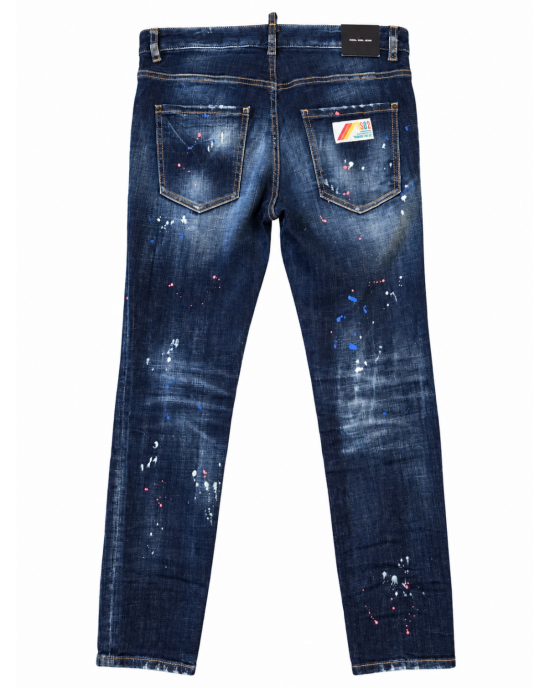 Dsquared2 – Blugi Cool Girl cu rupturi și stropi multicolori