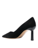 Ferragamo – Pantofi negri din piele întoarsă, cu vârf ascuțit și toc de 7 cm