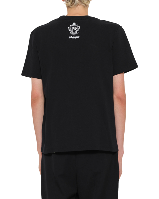 Balmain Tricou Negru Emblema Colegiu