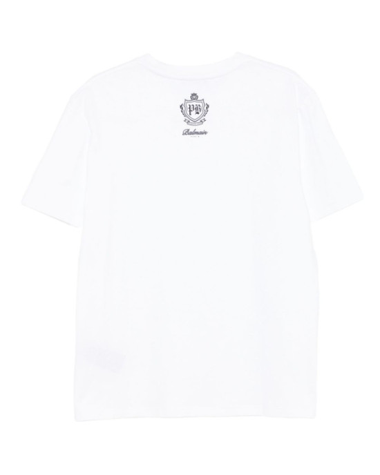 Balmain Tricou Alb Emblema Colegiu