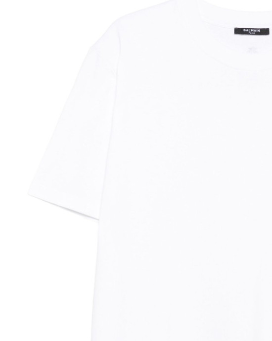 Balmain Tricou Alb Emblema Colegiu