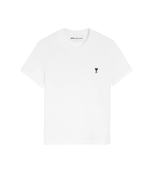 AMI Paris Tricou alb cu logo Ami de Coeur brodat