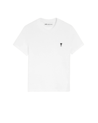 AMI Paris Tricou alb cu logo Ami de Coeur brodat