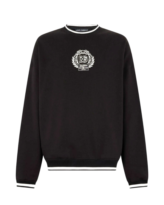 Dolce & Gabbana Hanorac din jersey de bumbac cu broderie logo – negru