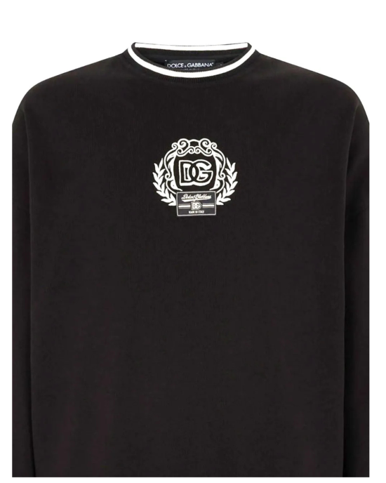 Dolce & Gabbana Hanorac din jersey de bumbac cu broderie logo – negru