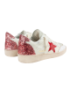 Golden Goose Super-Star Sneakers Albi cu Stea Roșie și Glitter Roz