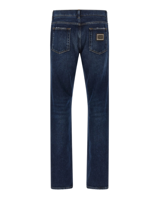Dolce & Gabbana Jeans din denim albastru cu logo plaque