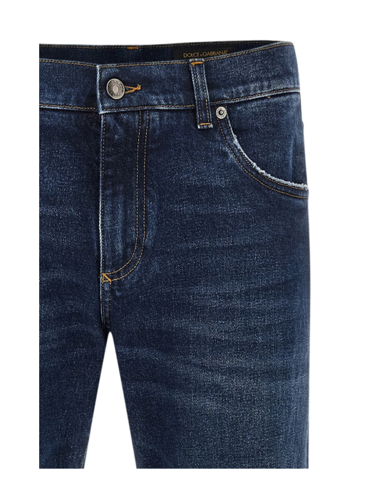 Dolce & Gabbana Jeans din denim albastru cu logo plaque