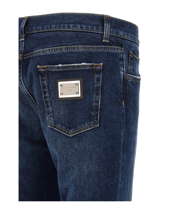 Dolce & Gabbana Jeans din denim albastru cu logo plaque