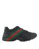 Gucci Rhyton – Sneakers bărbați din piele neagră, cu detalii Web verzi și roșii