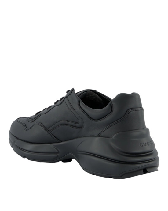 Gucci Rhyton – Sneakers bărbați din piele neagră, cu detalii Web verzi și roșii