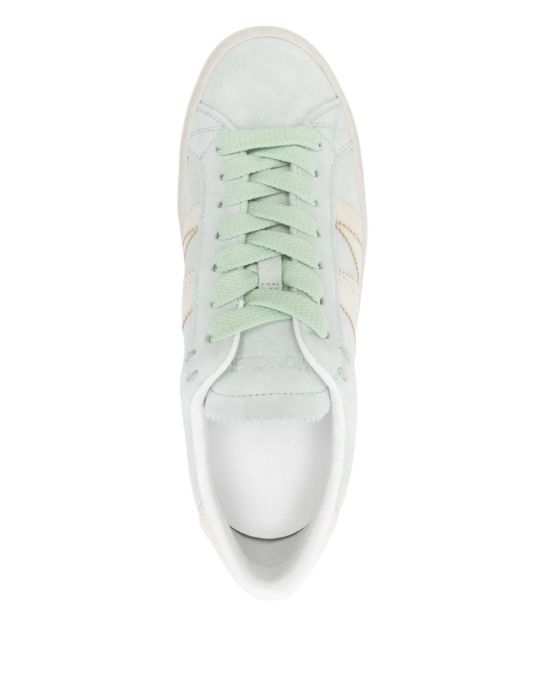 Moncler Monaco Sneakers din piele întoarsă verde mentă