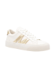 Moncler Monaco Sneakers din piele ecru cu detalii aurii