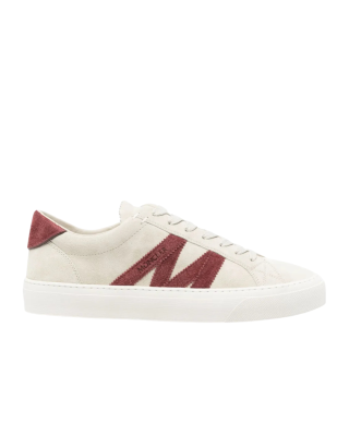 Moncler sneakers Monaco 2 gri deschis din piele întoarsă