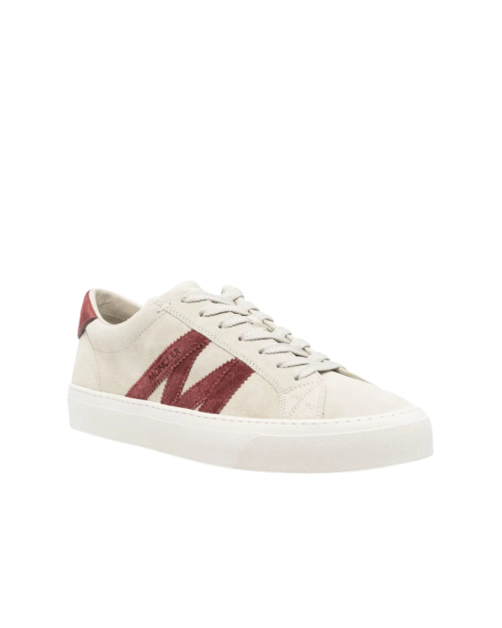 Moncler sneakers Monaco 2 gri deschis din piele întoarsă