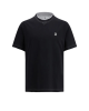 Brunello Cucinelli Tricou negru din bumbac cu broderie emblemă