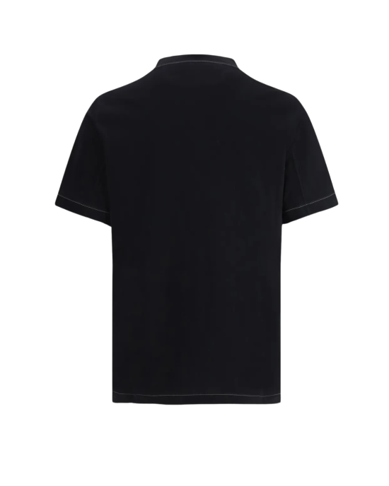Brunello Cucinelli Tricou negru din bumbac cu broderie emblemă