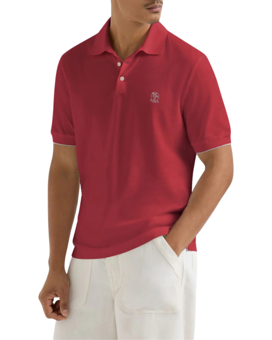 Brunello Cucinelli Tricou Polo Rosu