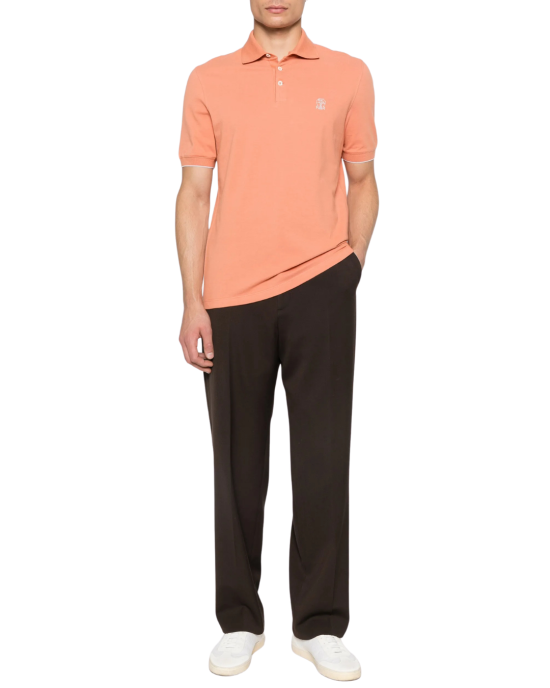 Brunello Cucinelli Tricou Polo Portocaliu