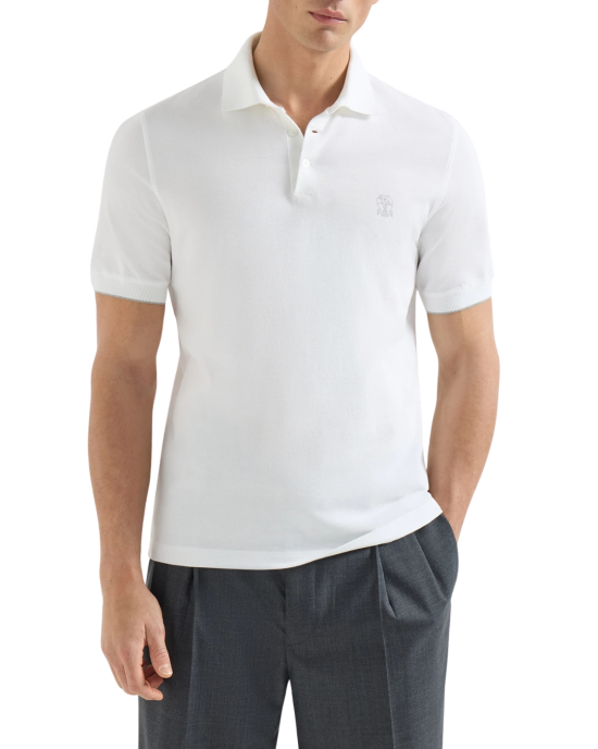Brunello Cucinelli Tricou Polo Alb