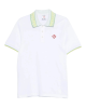 Casablanca Polo din bumbac alb cu detalii contrastante și logo patch