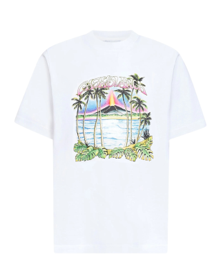 Tricou alb Casablanca cu imprimeu tropical Volcano