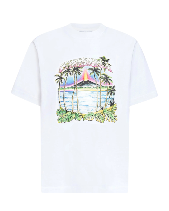 Tricou alb Casablanca cu imprimeu tropical Volcano