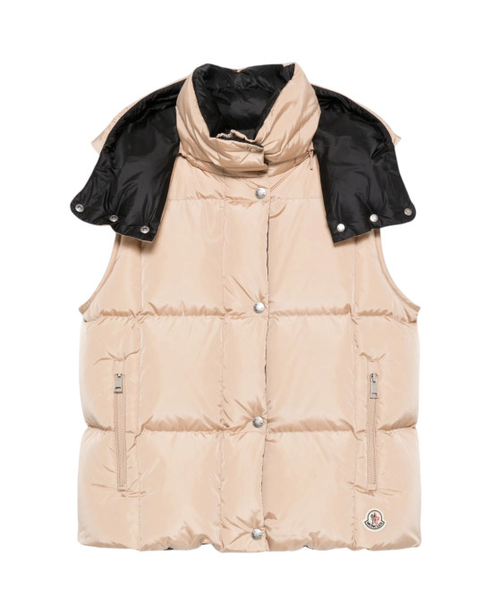 Moncler Macareux pentru femei, bej, cu puf și glugă detașabilă