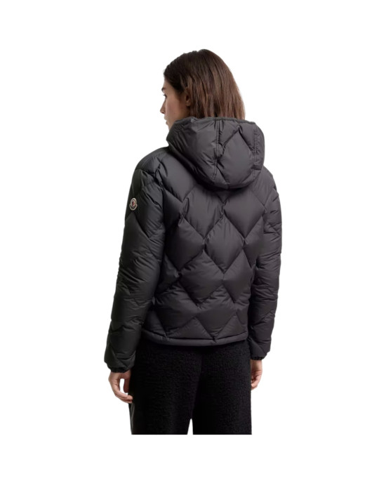 Moncler Arvouinne pentru femei, neagră, cu puf și matlasare triunghiulară