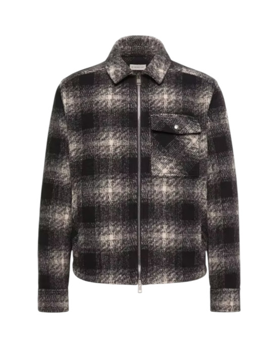 Moncler pentru bărbați, negru și gri, în carouri, cu fermoar