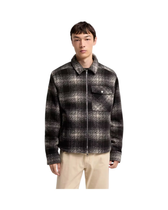 Moncler pentru bărbați, negru și gri, în carouri, cu fermoar