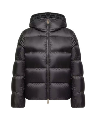 Moncler Feligule pentru femei, neagră, cu puf și glugă