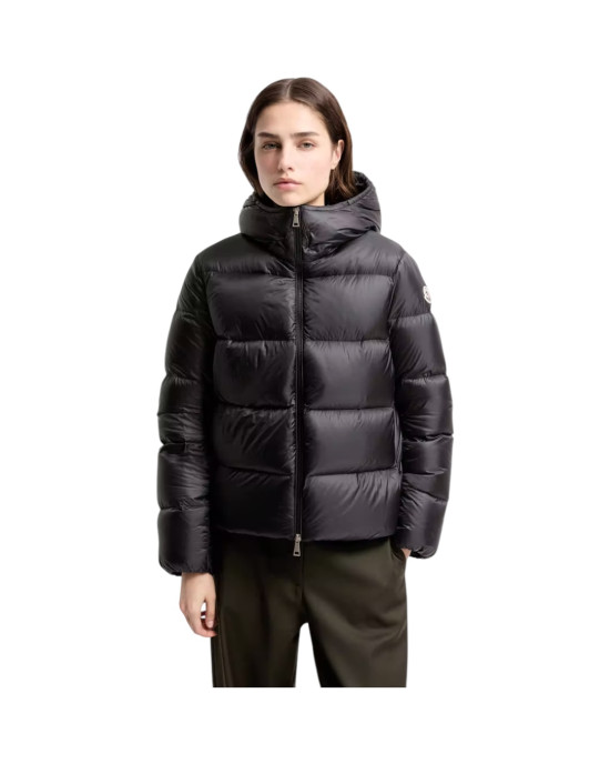 Moncler Feligule pentru femei, neagră, cu puf și glugă